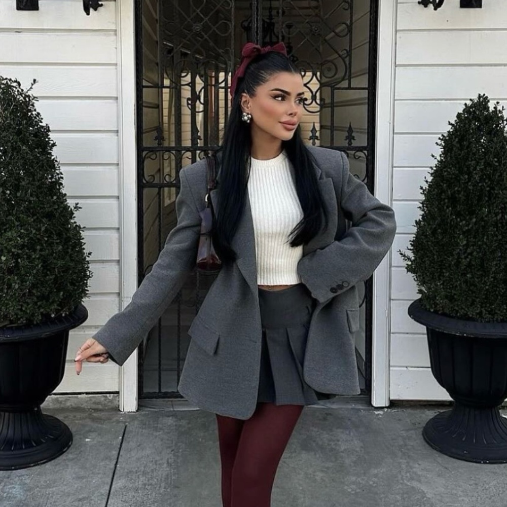 Zara Blogger's Favorite Oversized Gray Blazer Large 8913/581 NWOT Quiet Luxury